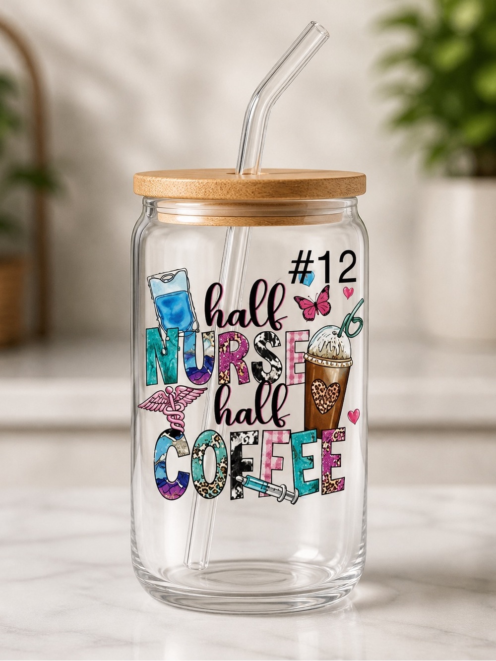 Buy Now* nurse 16 ounce tumbler with bamboo lid and straw - Picture 12 of 15